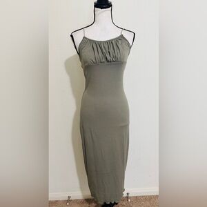 Ultra Flirt Green Ruched Halter Midi Dress
